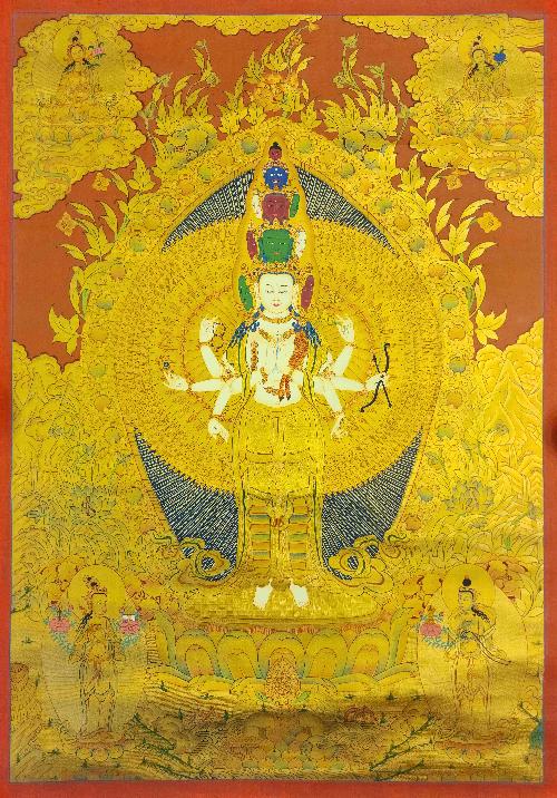 [sahasrabhuja Avalokitesvara], Buddhist Traditional Painting, Hand Painted, [real Gold]