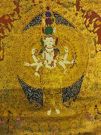 [sahasrabhuja Avalokitesvara], Buddhist Traditional Painting, Hand Painted, [real Gold]