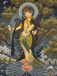 [white Tara], Buddhist Traditional Painting, Hand Painted, [real Gold]