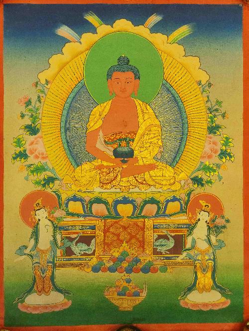 [amitabha Buddha], Buddhist Traditional Painting, Hand Painted, [real Gold]