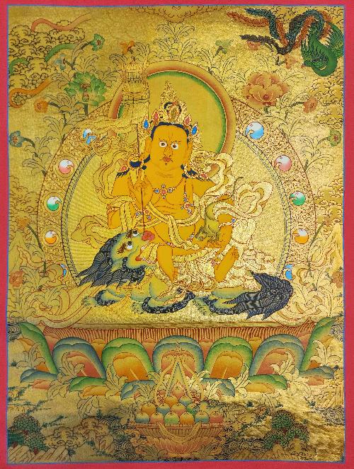 [jambhala: Namtose], Buddhist Traditional Painting, Hand Painted, [real Gold]