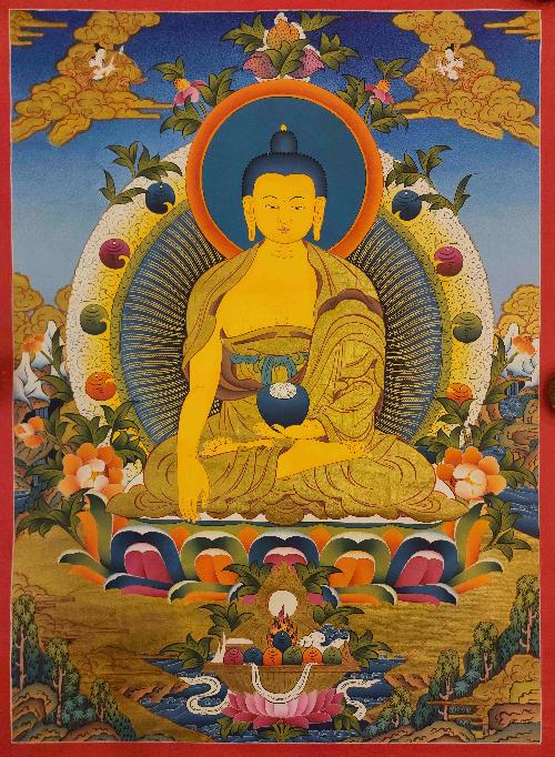 [shakyamuni Buddha], Buddhist Traditional Painting, Hand Painted, [real Gold]