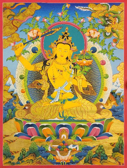 [manjushree], Buddhist Traditional Painting, Hand Painted, [real Gold]