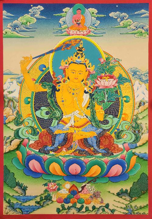 [manjushree], Buddhist Traditional Painting, Hand Painted, [real Gold]