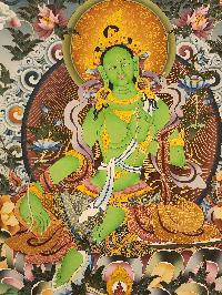 [green Tara], Buddhist Traditional Painting, Hand Painted, [real Gold]