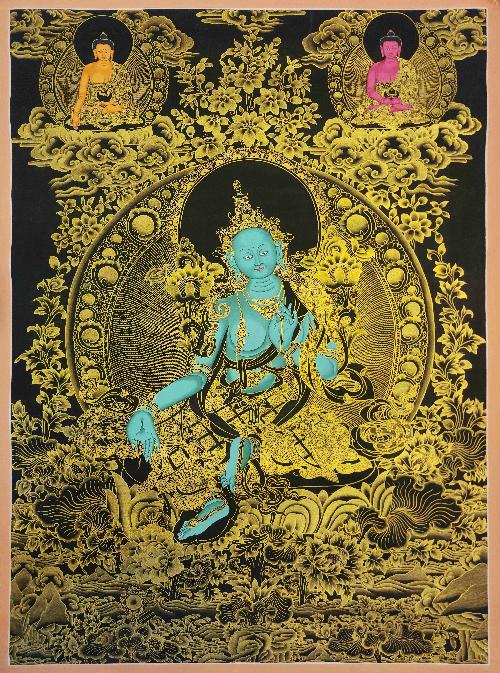 [green Tara], Buddhist Traditional Painting, Hand Painted, [real Gold]