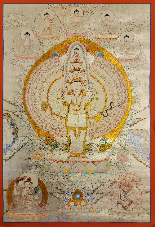 [sahasrabhuja Avalokitesvara], Buddhist Traditional Painting, Hand Painted, [real Gold]