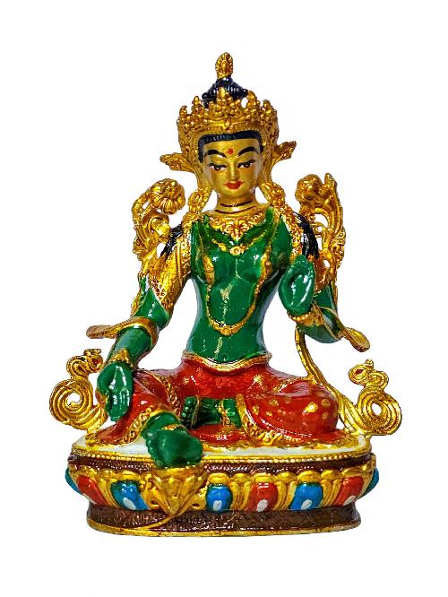 [green Tara], Buddhist Miniature Statue, [high Quality], [traditional Color Finishing And Face Painted]