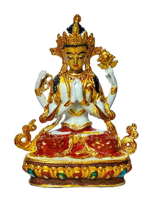 [chenrezig], Buddhist Miniature Statue, [high Quality], [traditional Color Finishing And Face Painted]