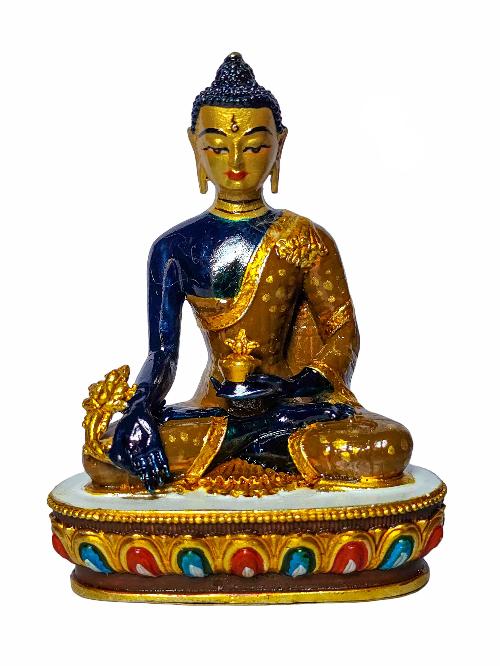 [medicine Buddha], Buddhist Miniature Statue, [high Quality], [traditional Color Finishing And Face Painted]