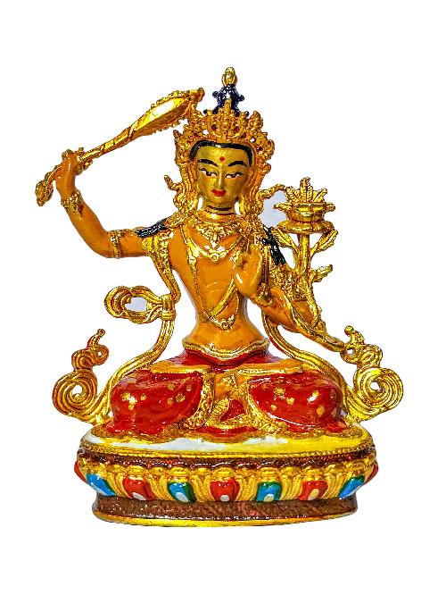 [manjushri], Buddhist Miniature Statue, [high Quality], [traditional Color Finishing And Face Painted]