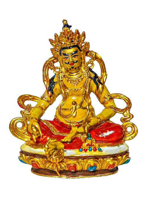 [yellow Jambhala], Buddhist Miniature Statue, [high Quality], [traditional Color Finishing And Face Painted]