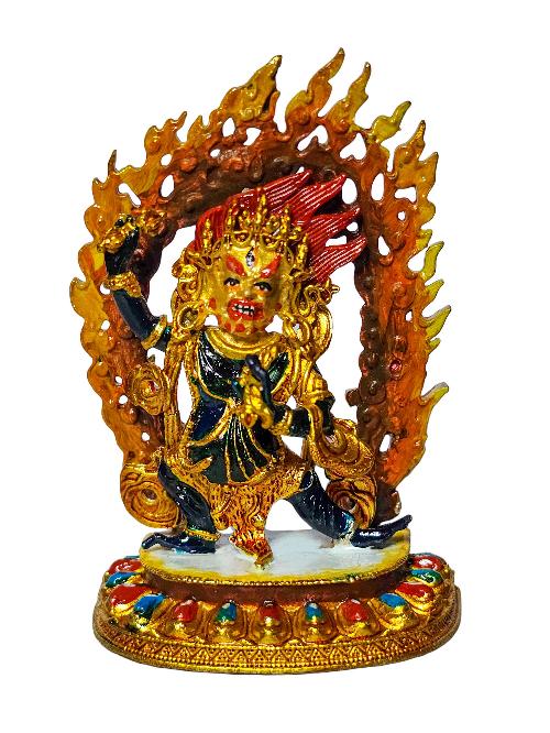 [vajrapani], Buddhist Miniature Statue, [high Quality], [traditional Color Finishing And Face Painted]