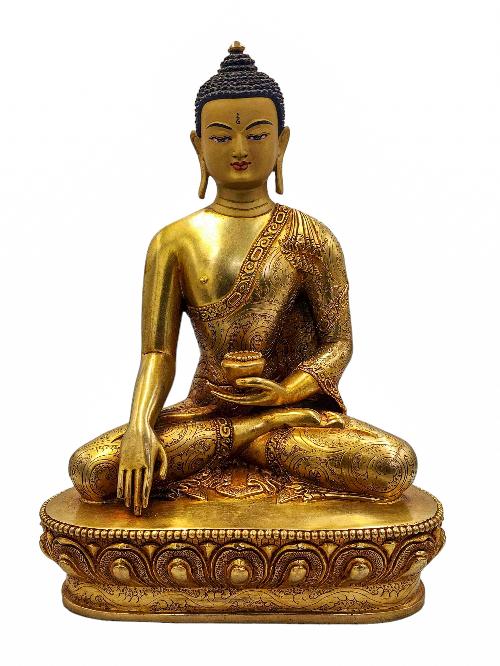 [shakyamuni Buddha], Buddhist Handmade Statue, [full Gold Plated And Face Painted], [high Quality]