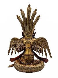 [naga Kanya], Buddhist Handmade Statue, [partly Gold Plated], Lapis Lazuli