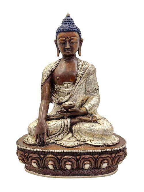 [shakyamuni Buddha], Buddhist Handmade Statue, [silver And Chocolate Oxidized]