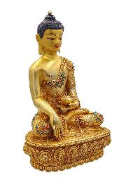 [shakyamuni Buddha], Buddhist Handmade Statue, [full Gold Plated And Face Painted], [stone Setting], [high Quality]