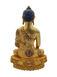 [shakyamuni Buddha], Buddhist Handmade Statue, [full Gold Plated And Face Painted], [stone Setting], [high Quality]