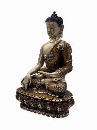 [shakyamuni Buddha], Buddhist Handmade Statue, [silver Oxidized], [stone Setting], [high Quality]