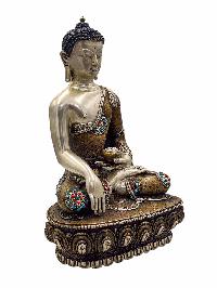 [shakyamuni Buddha], Buddhist Handmade Statue, [silver Oxidized], [stone Setting], [high Quality]