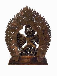 [yamantaka] Without Consort, Buddhist Handmade Statue, [silver And Chocolate Oxidized]