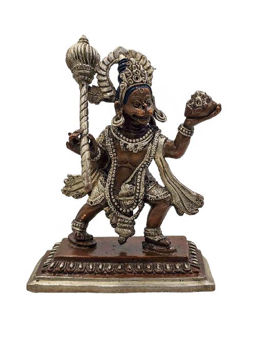 [hanuman], Buddhist Miniature Statue, [silver And Chocolate Oxidized]