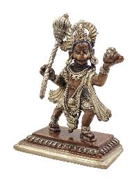 [hanuman], Buddhist Miniature Statue, [silver And Chocolate Oxidized]