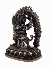 [vajrakilaya], Buddhist Miniature Statue, [silver And Chocolate Oxidized]