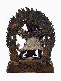 [vajrakilaya], Buddhist Miniature Statue, [silver And Chocolate Oxidized]