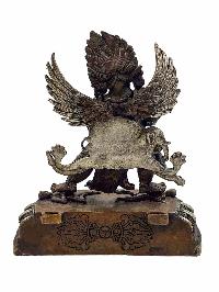 [vajrakilaya], Buddhist Miniature Statue, [silver And Chocolate Oxidized]