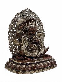 [vajrapani] Or [chana Dorje], Buddhist Miniature Statue, [silver And Chocolate Oxidized]