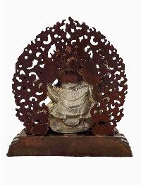 [vajrapani] Or [chana Dorje], Buddhist Miniature Statue, [silver And Chocolate Oxidized]