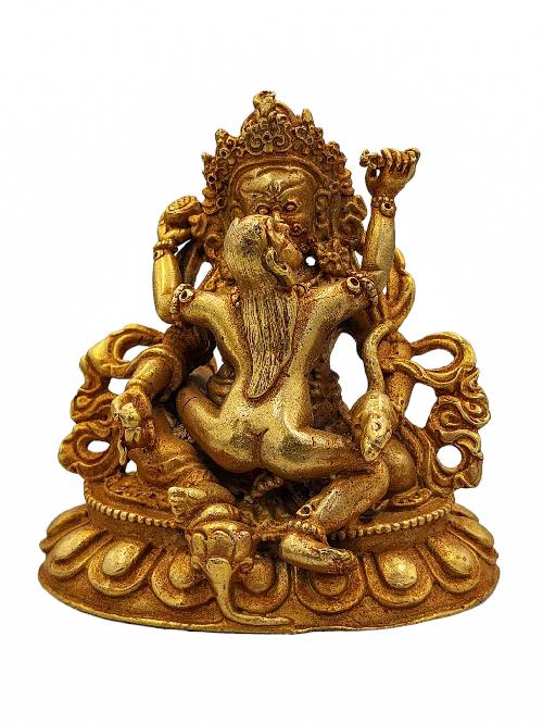 [green Jambhala], Buddhist Miniature Statue, [gold Plated], [high Quality]