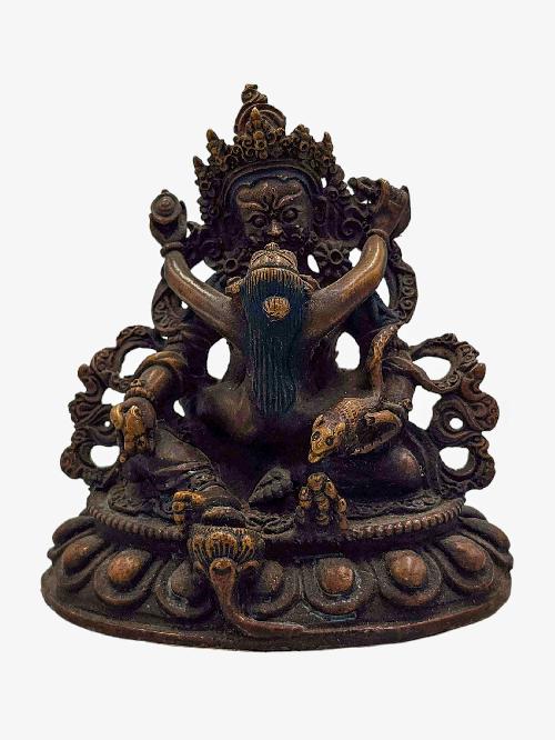 [yellow Jambhala], Buddhist Miniature Statue, [chocolate Oxidized]