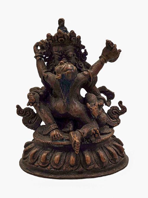 [green Jambhala], Buddhist Miniature Statue, [chocolate Oxidized]