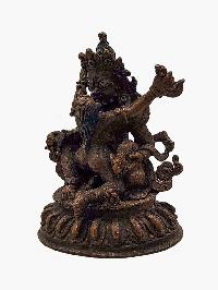 [green Jambhala], Buddhist Miniature Statue, [chocolate Oxidized]