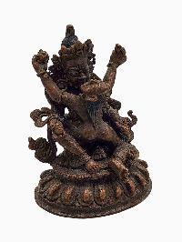 [green Jambhala], Buddhist Miniature Statue, [chocolate Oxidized]