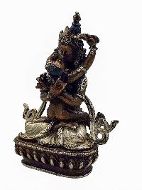 [vajradhara], Buddhist Miniature Statue, [silver And Chocolate Oxidized]