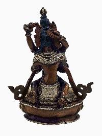 [vajradhara], Buddhist Miniature Statue, [silver And Chocolate Oxidized]