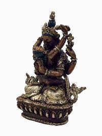 [chenrezig], Buddhist Miniature Statue, [silver And Chocolate Oxidized]