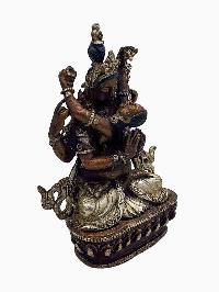 [chenrezig], Buddhist Miniature Statue, [silver And Chocolate Oxidized]