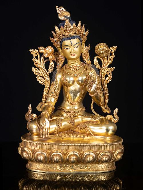 [white Tara], Buddhist Handmade Statue, [full Gold Plated], [face Painted]