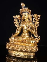 [white Tara], Buddhist Handmade Statue, [full Gold Plated], [face Painted]