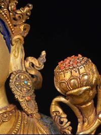 [green Tara], Buddhist Handmade Statue, [full Gold Plated], [face Painted]