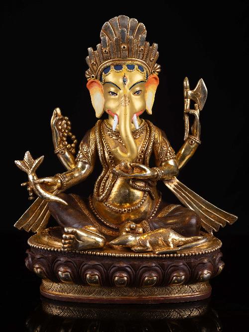 [ganesh], Buddhist Handmade Statue, [full Gold Plated], [face Painted]