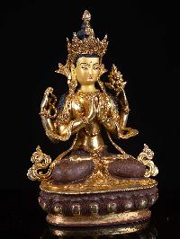 [chenrezig], Buddhist Handmade Statue, [full Gold Plated], [face Painted]