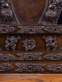 [amitava Buddha], Buddhist Handmade Statue On Throne, [chocolate Oxidized]