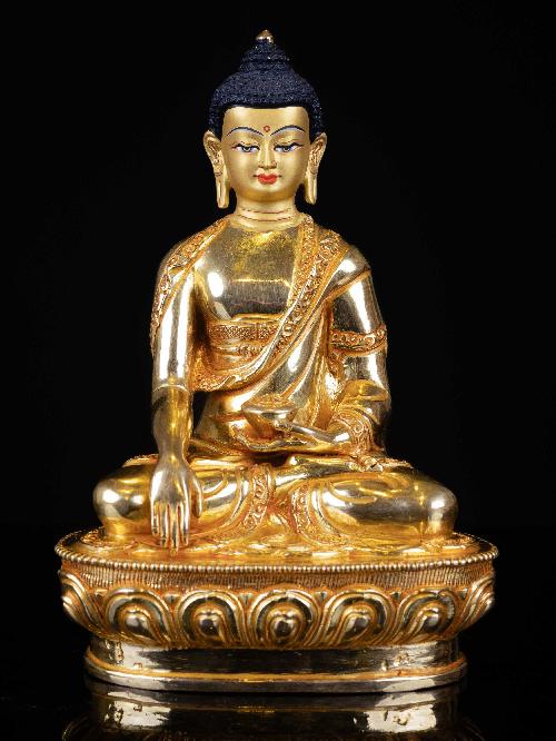 [shakyamuni Buddha], Buddhist Handmade Statue, [full Gold Plated], [face Painted]