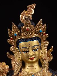 [green Tara], Buddhist Handmade Statue, [full Gold Plated], [face Painted]