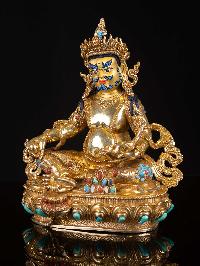 [yellow Jambhala], Buddhist Handmade Statue, [full Gold Plated], [face Painted]